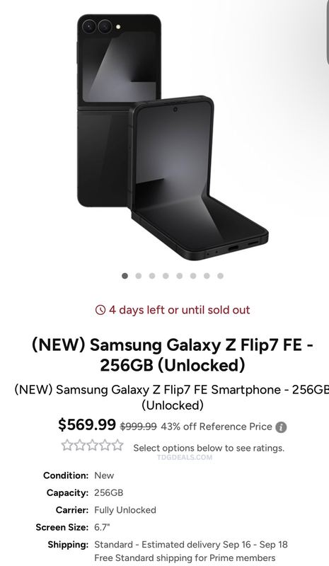$570 Samsung Galaxy Z Flip7 FE 256GB (Unlocked)