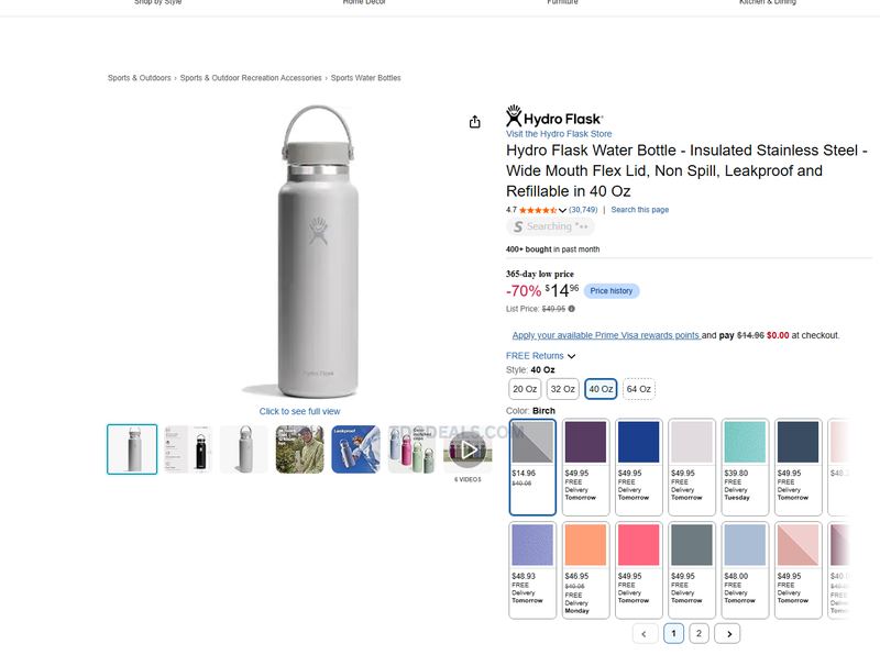 $15 HYDRO FLASK 40 OZ ON AMAZON