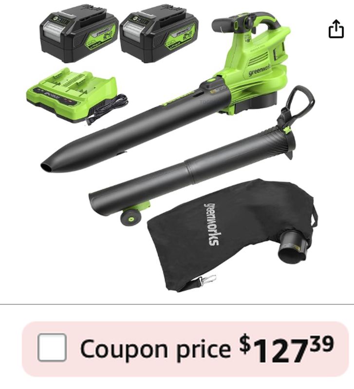 🚨 $299.99 GREENWORKS 48V BLOWER VAC DROPPED TO $127.39