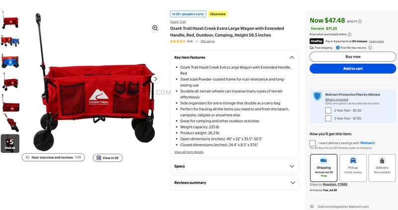 OZARK TRAIL EXTRA-LARGE WAGON — $47.48