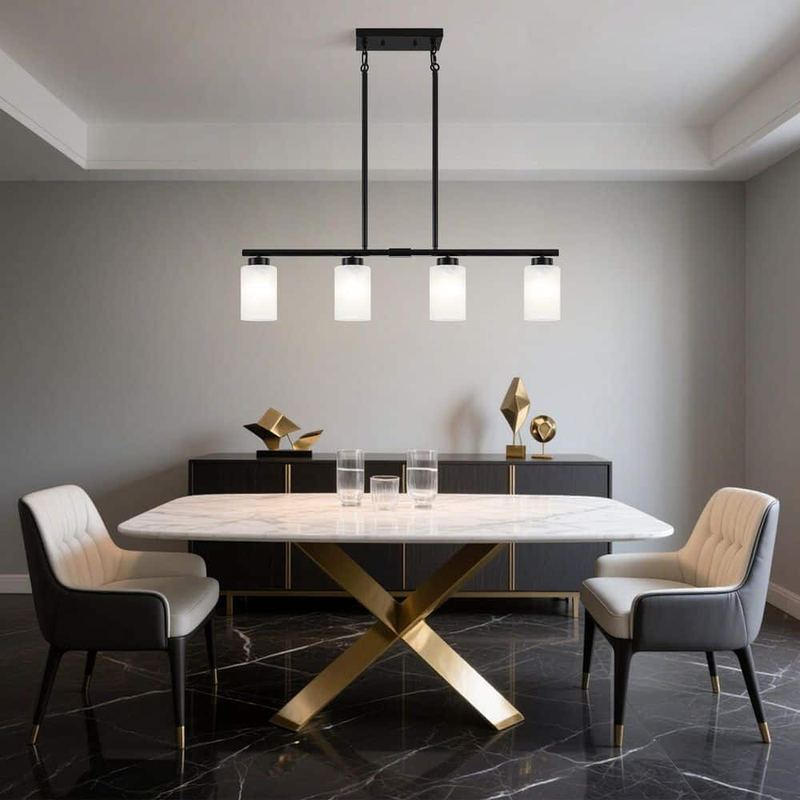 ADSENSTY - 60-Watt 4 Light Black Kitchen Island Jar Pendant Modern Linear Chandelier with Clear Glass Shades, No Bulbs Included