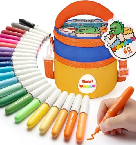 Joyask 60 Colors Washable Markers for Kids, Safe Non-Toxic Water Based Markers with Automatic Ink Control & Portable Carry Case, Cute Egg-Shaped Art Markers Set, Ideal Gift for Kids Ages 3+