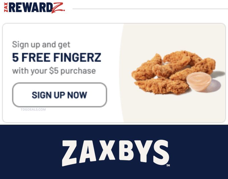 5 FREE CHICKEN FINGERZ W/ $5 PURCHASE @ ZAXBY'S
