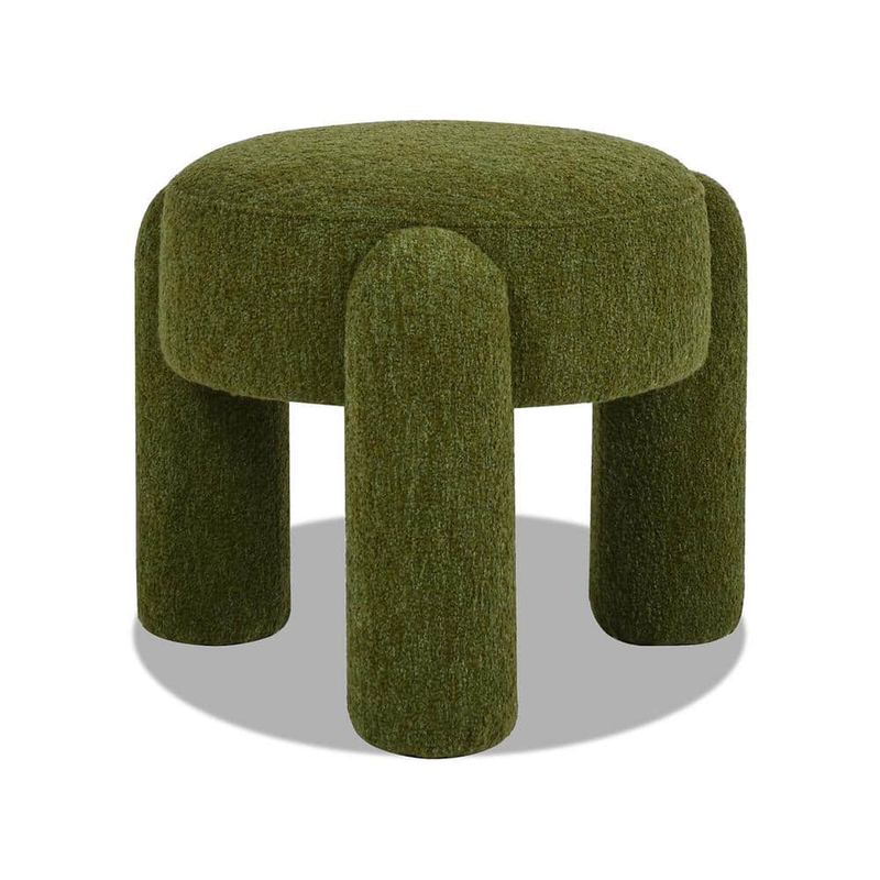 Jennifer Taylor - 20.5 in. Round Fully Upholstered Ottoman, Moss Green Boucle