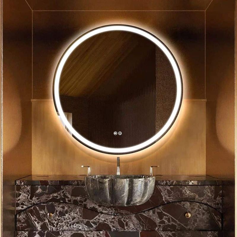Sxiawe - 36 in. W x 36 in. H Round LED Anti-Fog Frameless Wall Mirror Bathroom Vanity Mirror With Front Light And Backlight
