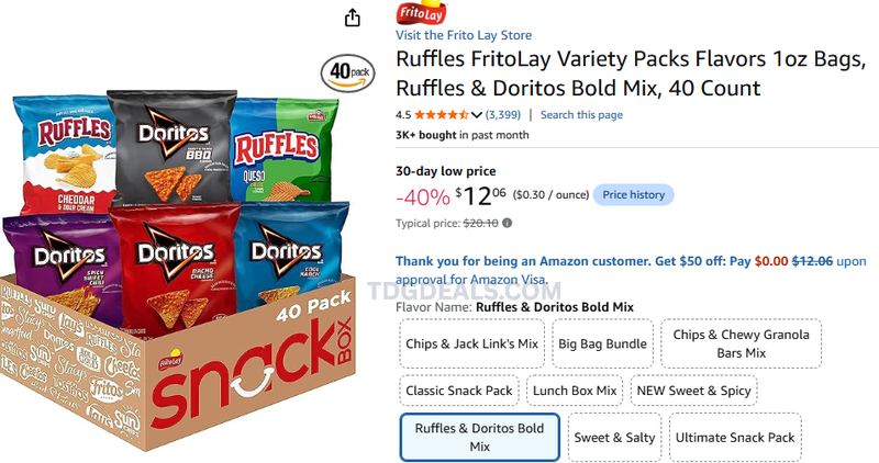 40-PACK RUFFLES & DORITOS $12.06 🥳