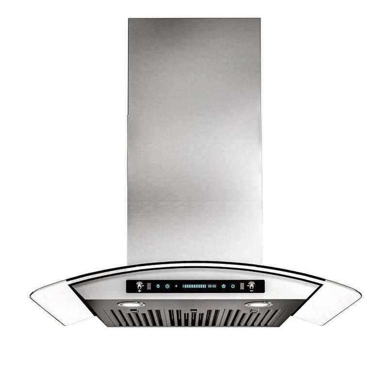 Airmeet - 36 in. 900 CFM Ducted Wall Mount with White Tempered Glass, 4 Speed, Touch and Gesture Control with Remote, 2 LED