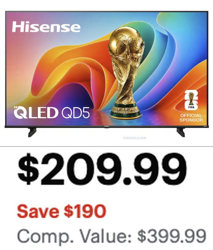HISENSE 58" CLASS QD50 HI-QLED FOR $209.99