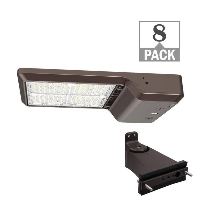 ETI LIGHTING - 12000-22000 Lumens and Adjustable CCT Bronze LED Floodlight Area Light Straight Arm Mount Kit  TYPE-3 (8-Pack)