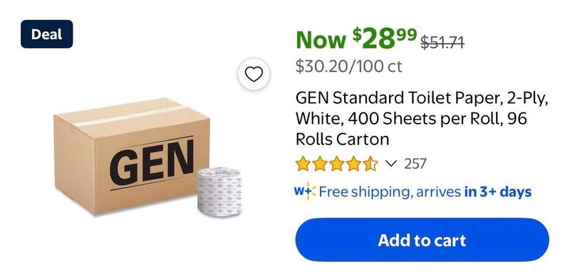 96 rolls of the toilet paper for $28