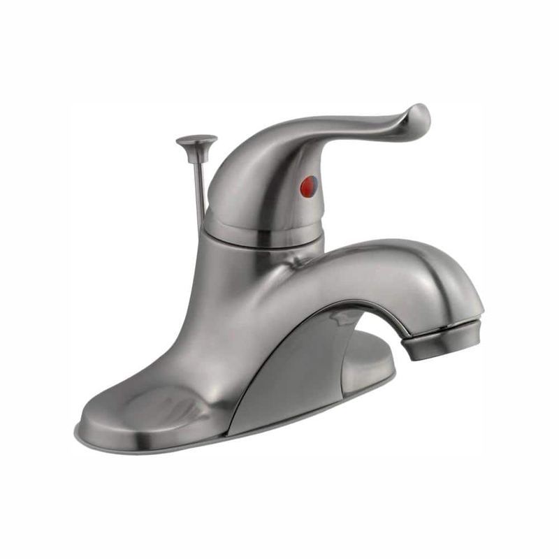 Glacier Bay - Constructor 4 in. Single-Handle Low- Arch Bathroom Faucet in Brushed Nickel
