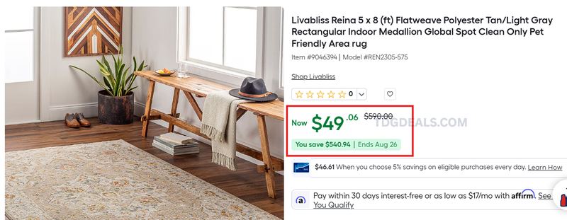92% OFF 5' X 8' AREA RUG 👀