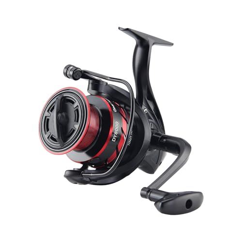 HAUT TON Spinning Reel 8000/9000/3000/15000, 3+1BB Full Metal Surf Fishing Reels,4.5:1Gear Ratio 44lbs Max Drag Medium/Heavy Long Casting Inshore&Offshore Saltwater Fish (Black&Red, 9000)