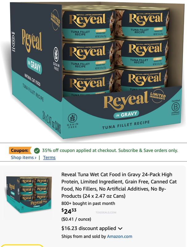 $40.56 REVEAL TUNA WET CAT FOOD FOR $24.33
