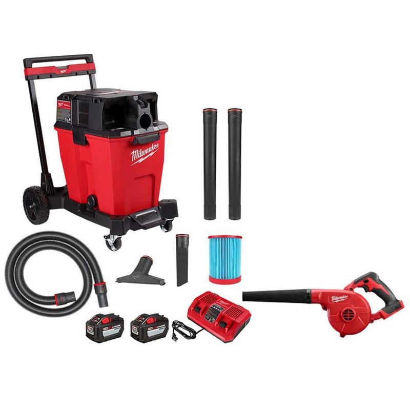 Milwaukee - M18 FUEL 12 Gal. Cordless Dual-Battery Wet/Dry Shop Vac Kit with M18 Compact Blower