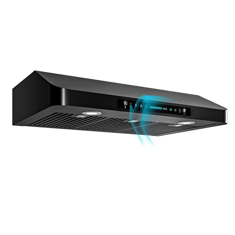 Airmeet - 36 in. 900 CFM Ducted Under Cabinet Gesture Control Range Hood in Black Stainless with 2-LED Lights