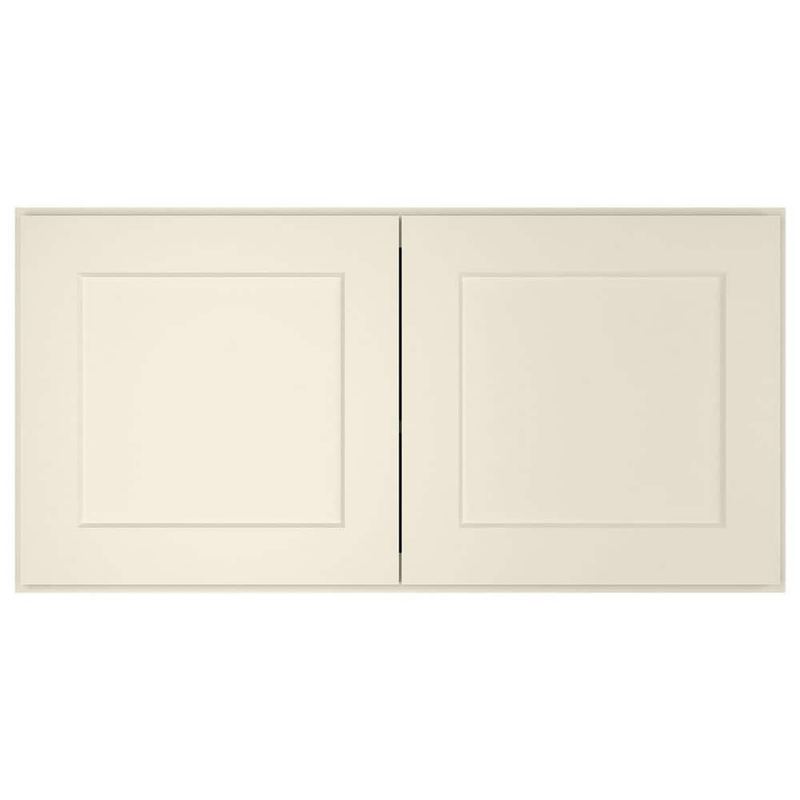 HOMEIBRO - 33-in. W x 24-in. D x 18-in. H in Shaker Antique White Plywood Ready to Assemble Wall Bridge Kitchen Cabinet 2 Doors