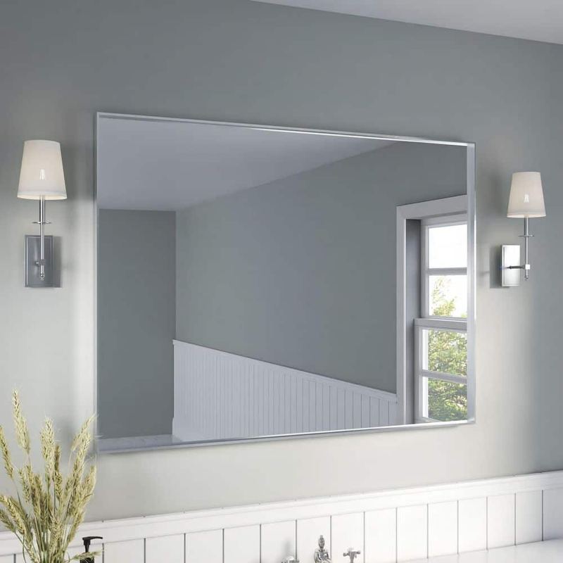 ORGANNICE - 48 in. W x 36 in. H Silver Aluminum Rectangular Framed Wall Bathroom Vanity Wall Mount Mirror