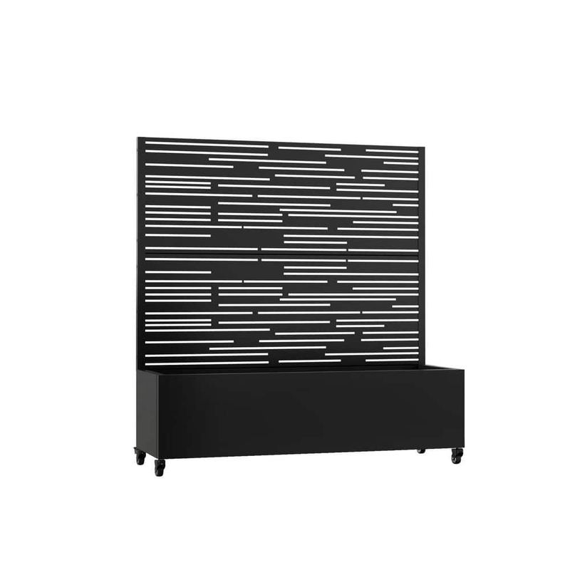 SpassWay - 4 ft. H x 4 ft. W Metal Planter Box with Trellis Black