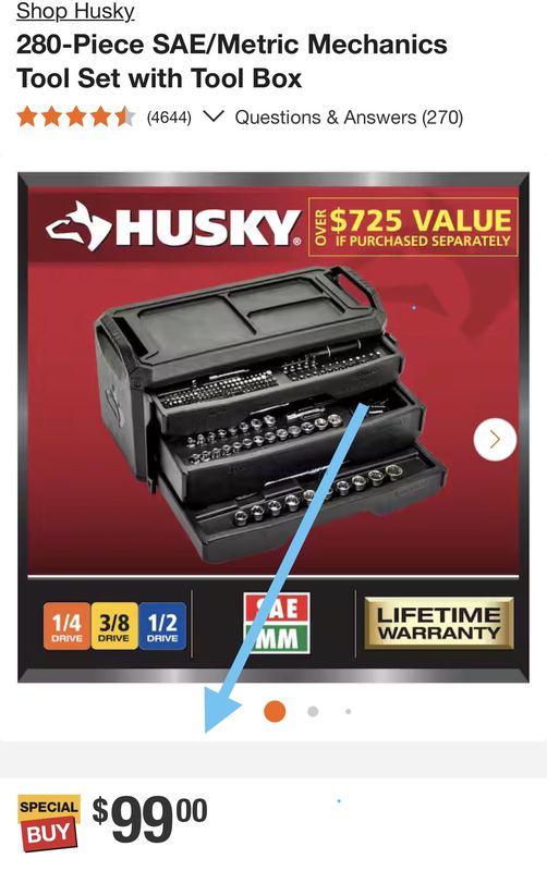 $99 MECHANICS TOOLS SET @ HD 🧰