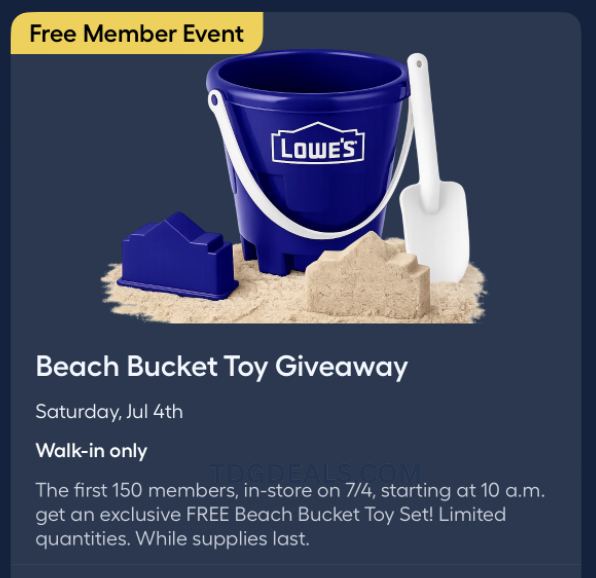 FREE LOWE’S BEACH BUCKET TOY SET 🏖️🪣