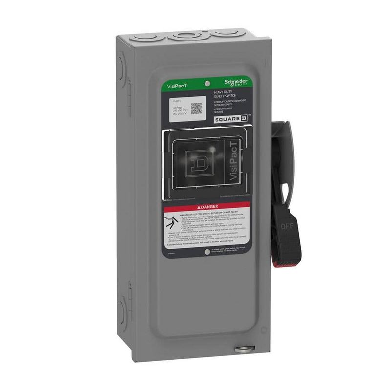 Square D - VisiPacT 30 Amp 600-Volt 3-Pole Fused Indoor Heavy-Duty Safety Switch VH361