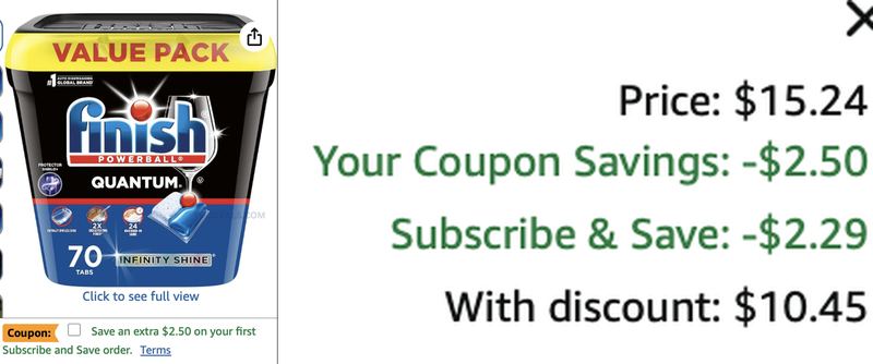 FINISH DISHWASHER PODS VALUE PACK FOR $10