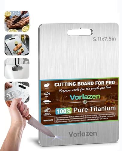 Titanium Cutting Board 100% Pure Titanium Cutting Board, 1.5MM Thickness Double Sided Non Toxic Kitchen Chopping Board with Handle Hole, Hygiene Durable & Dishwasher Safe 11"×7.5" (S)