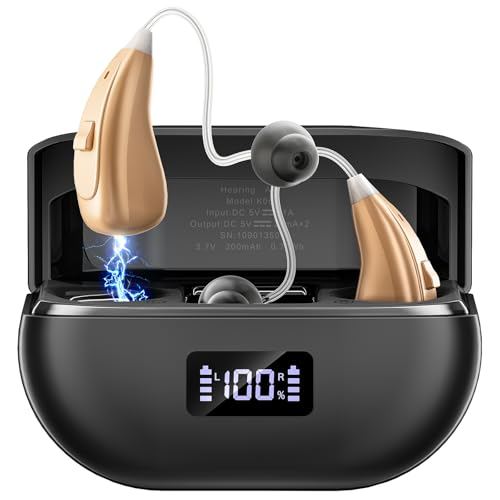 OTC Hearing Aids for Seniors & Adults, Hearing Aids with Noise Cancelling and 5-Level Volume Control, Hearing Amplifier with Ergonomic Comfort Fit，Easy to Use and Delivers Clear Sound