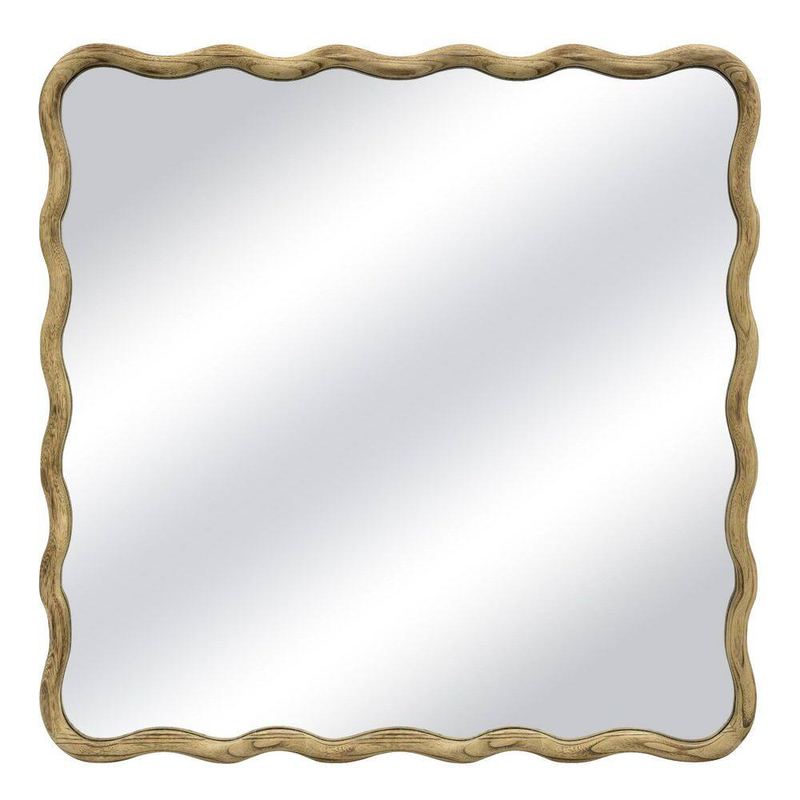 Hochwertiges - 24 in. W x 36 in. H Rectangle Natural Wood Framed Wavy Wall Mirror