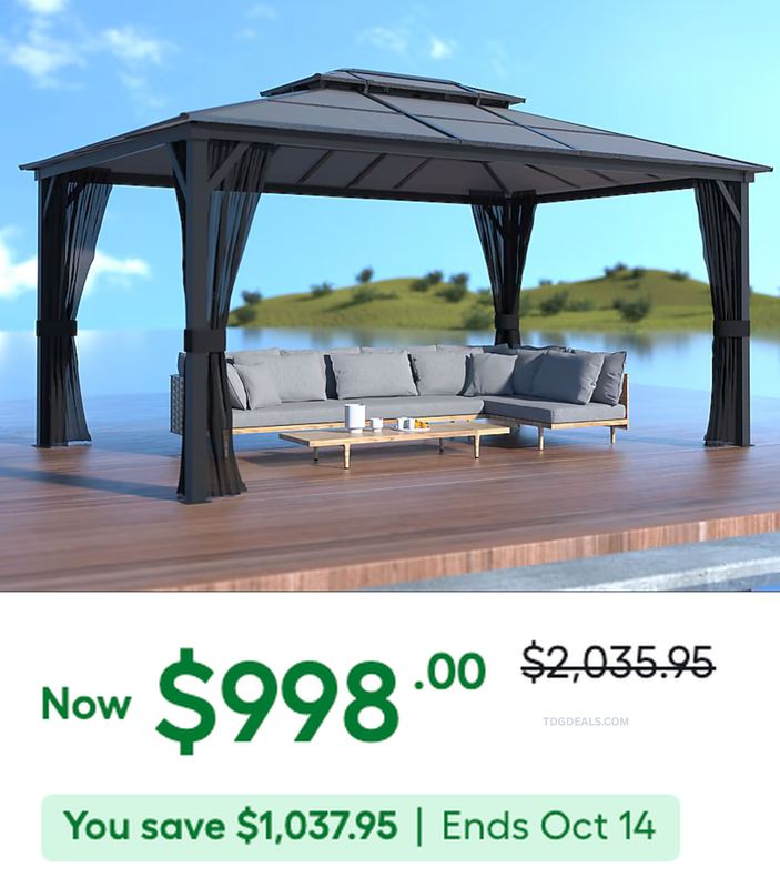 $1,037.95 OFF HARDTOP ALUMINUM GAZEBO AT LOWE'S