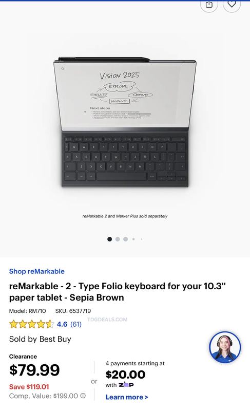 $199 reMarkable 2 Type Folio Keyboard for $79.99 at Best Buy