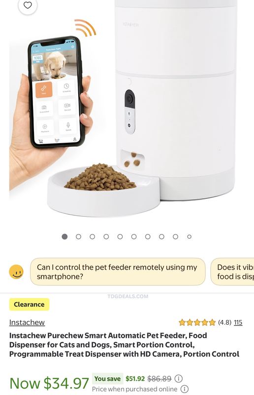 $35 Instachew Purechew Smart Automatic Pet Feeder