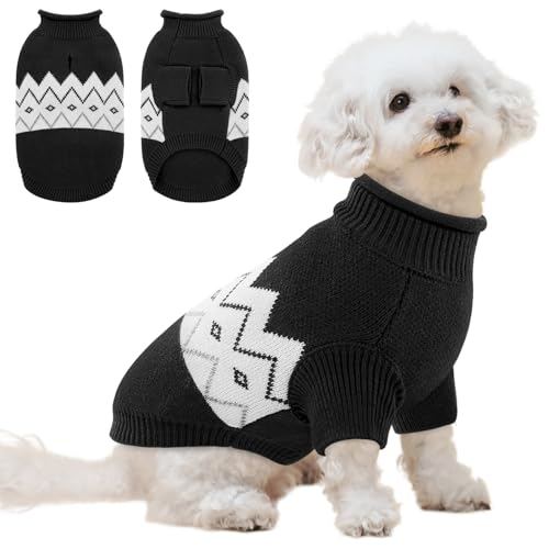 Queenmore Warm Dog Sweater, Soft Pet Knitwear, Knitted Pullover, Winter Pet Clothes for Small Medium Dogs Cats