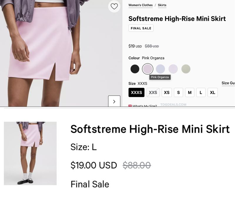 $88 LULULEMON HIGH-RISE MINI SKIRT FOR $19