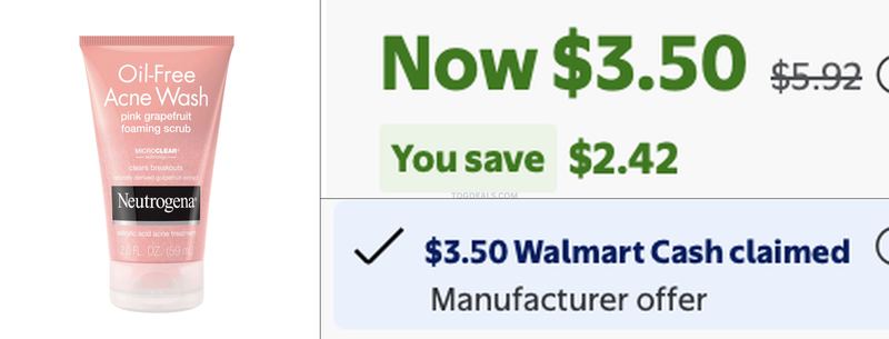 $3.50 FACE WASH WITH $3.50 WALMART CASH
