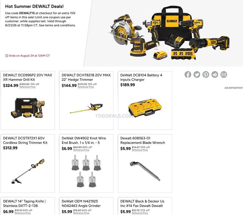 WOOT DEWALT SALE — EXTRA 15% OFF