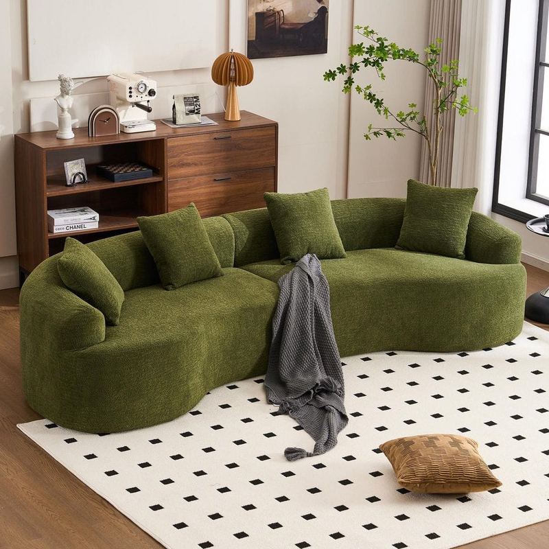 Qualler - 110.2 in. Chenille Curved Full Compression Sponge Modular Sectional Sofa in. Green