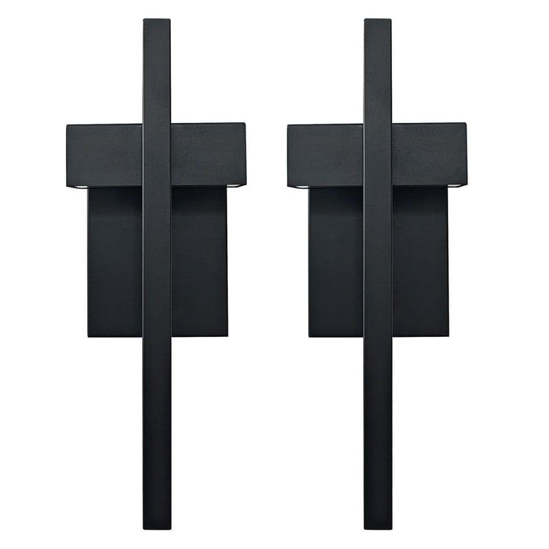 HKMGT - Modern 1-light Matte Black Dimmable LED Outdoor Wall Sconce with Clear Glass Shade, 5CCT Outdoor Wall Lights (2-Pack)