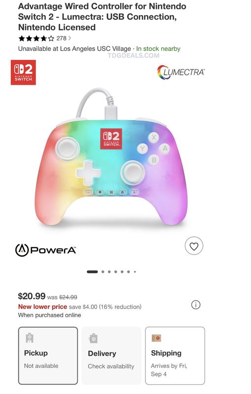 $49.99 PowerA Lumectra Switch 2 Controller for $20.99 at Target