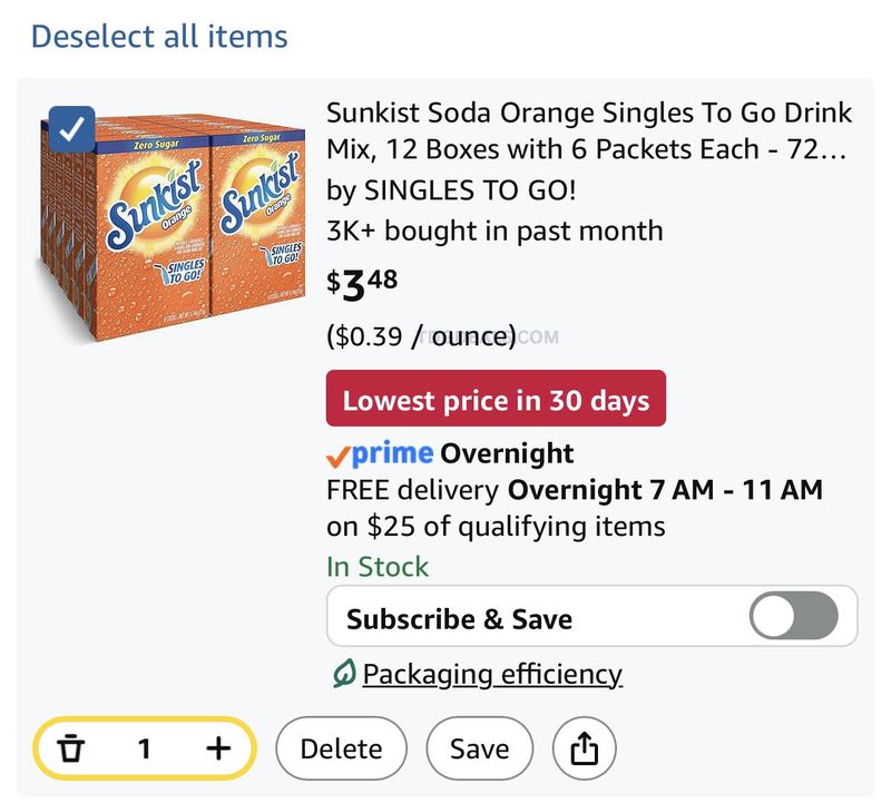 SUNKIST SINGLES TO GO 72-COUNT ONLY $3.48 🍊