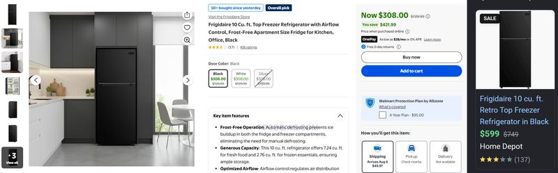 FRIGIDAIRE 10 CU. FT. REFRIGERATOR — $308