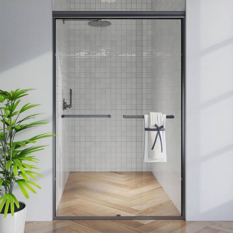 ORGANNICE - 46 in.-48 in. W x 72 in. H Sliding Framed Shower Door in Matte Black with Clear Glass