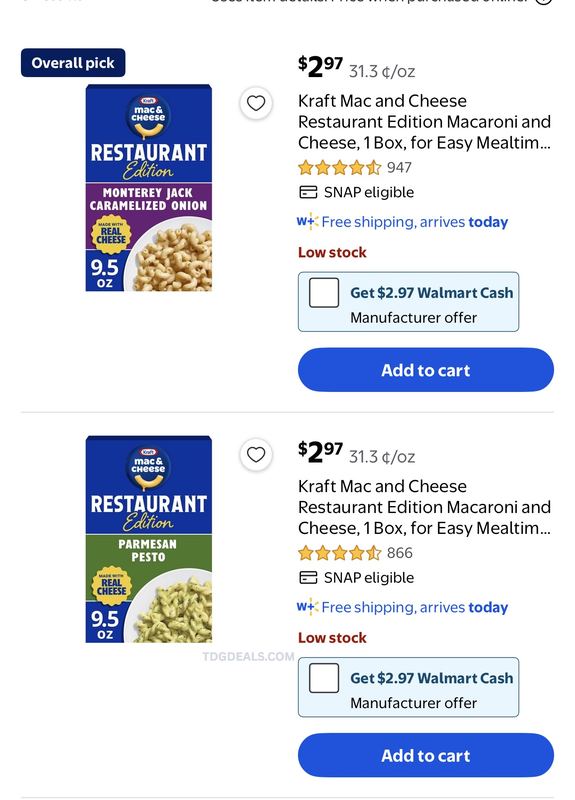 Free Kraft Restaurant Edition Mac & Cheese after Walmart Cash!