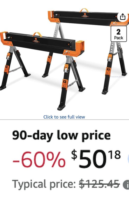 $125.45 WEN STEEL SAWHORSE 2-PACK FOR $50.18