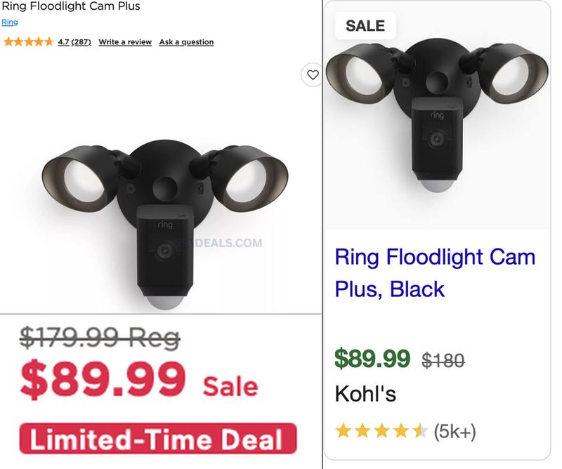 $179.99 RING FLOODLIGHT CAM PLUS DROPPED TO $89.99 🏡