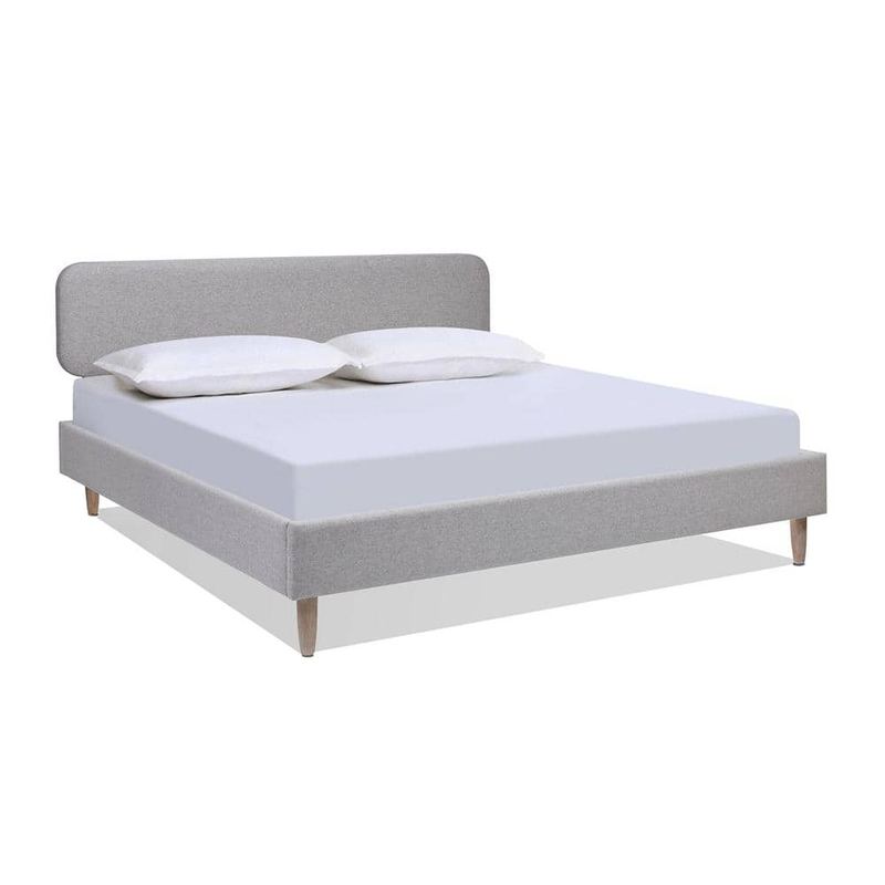 Jennifer Taylor - Diego Light Gray Upholstered Frame King Platform Bed with Adjustable Height Headboard