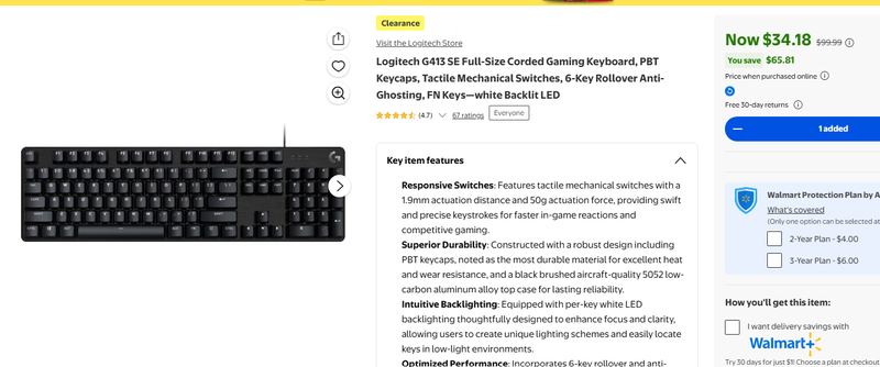 $99.99 - Logitech G413 SE Full-Size Corded Gaming Keyboard