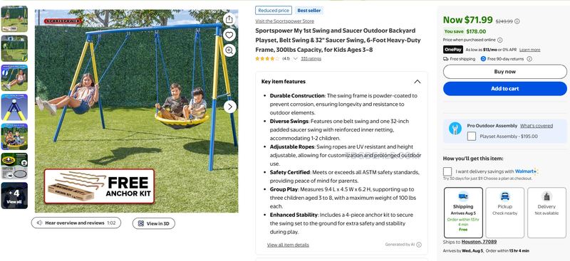 SPORTSPOWER MY 1ST SWING AND SAUCER PLAYSET — $71.99