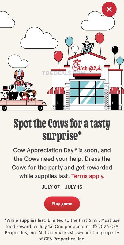 FREE CHICK-FIL-A IN THE APP 🐮🚨